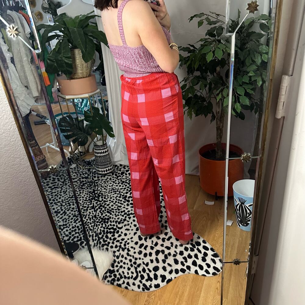 Anthropologie x Porridge Preppy Plaid Wide-Leg Pants Red Size XS NWT - Picture 3 of 7